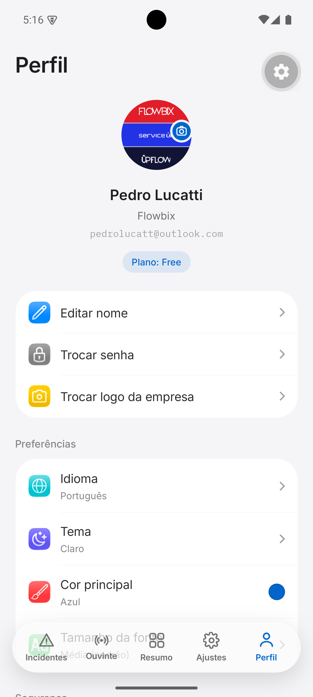 Tela de Perfil