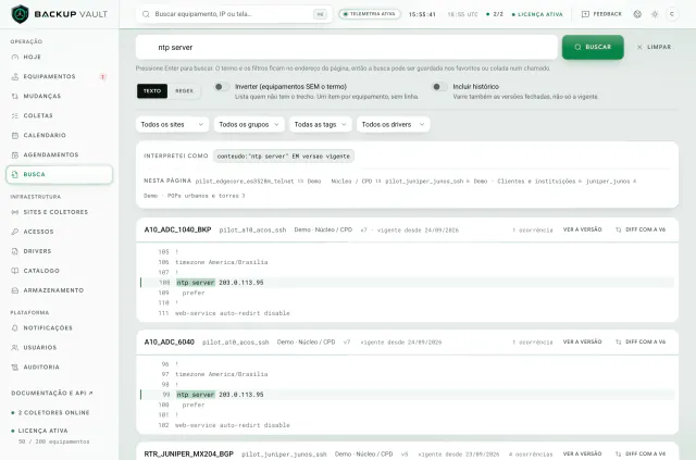 Busca em configuração