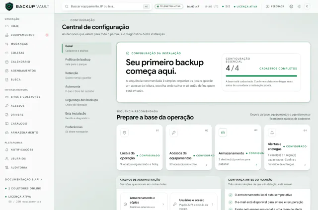 Central de configuração