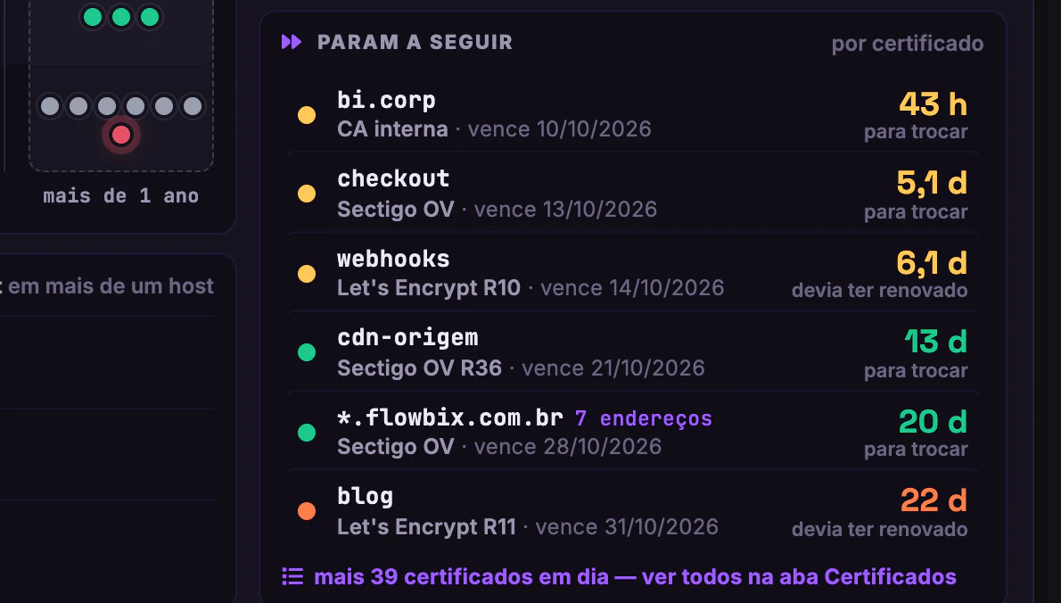 Certificados SSL/TLS · O prazo · Param a seguir