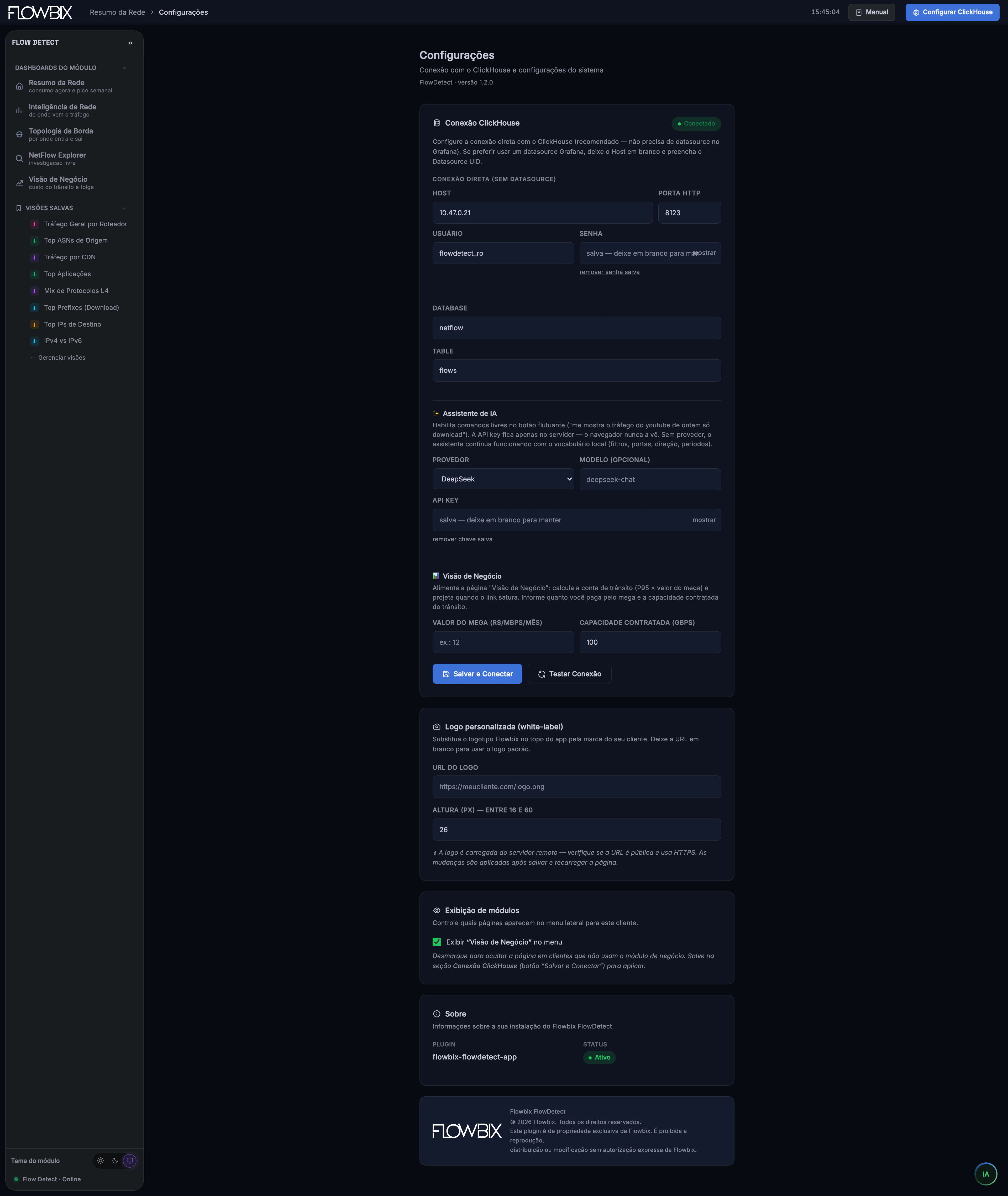 Flow Detect · Configurações