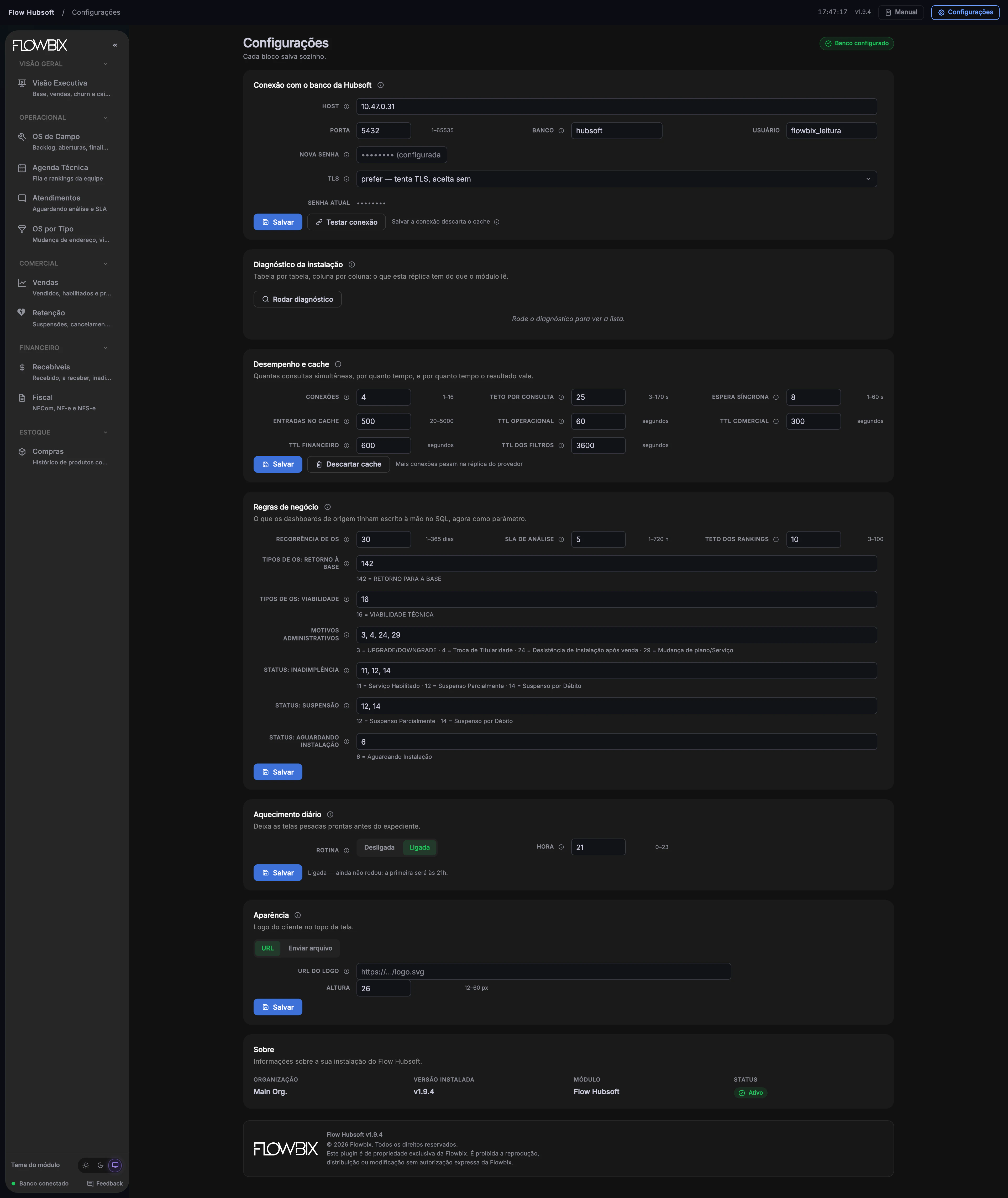 Flow Hubsoft · Configurações