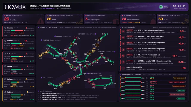 DWDM · Telão da rede multivendor