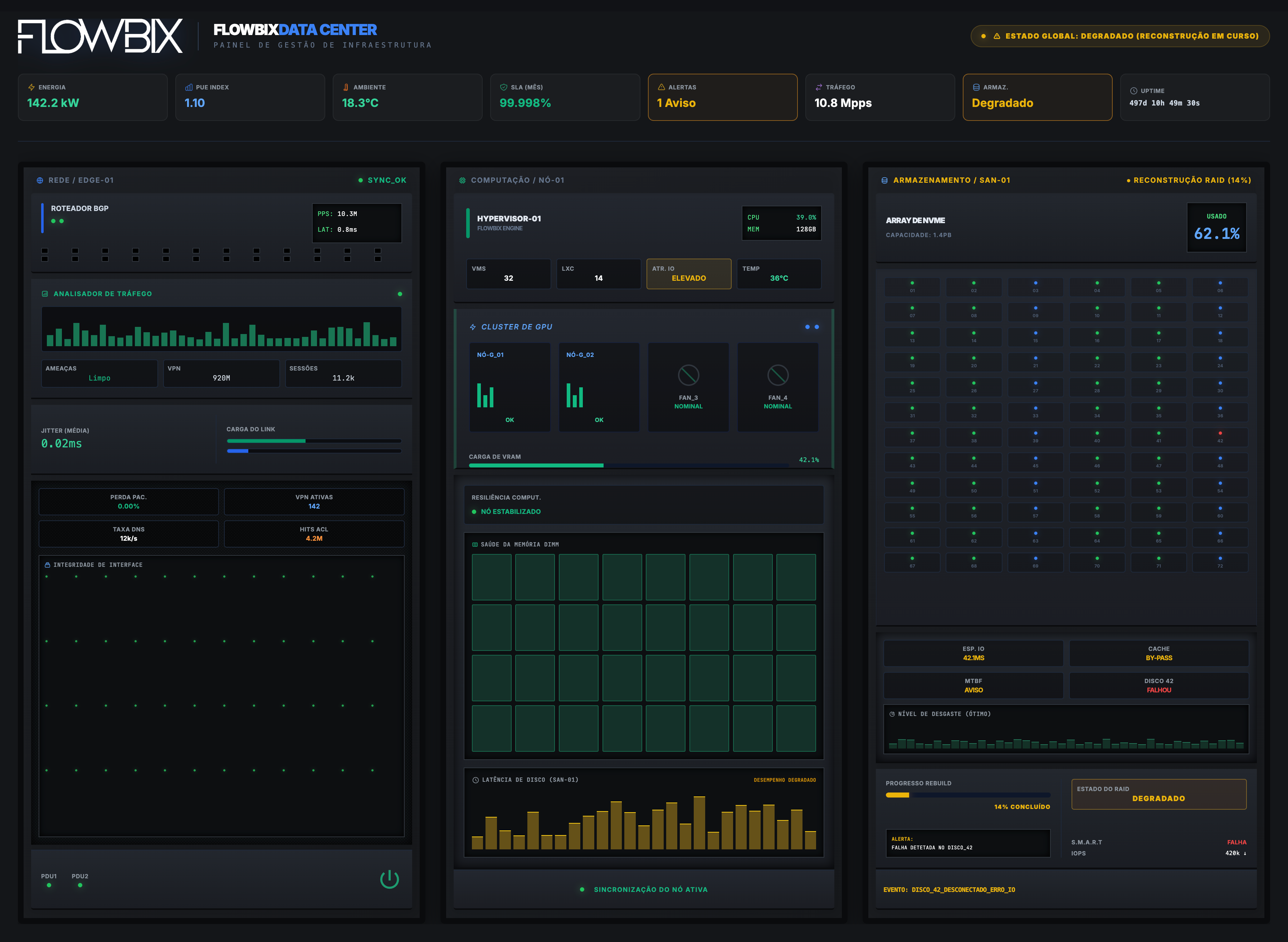 FlowbixDATA CENTER — Painel de Gestão de Infraestrutura