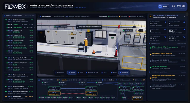 Tour 3D da Caldeira a Biomassa · CLPs, E/S e rede
